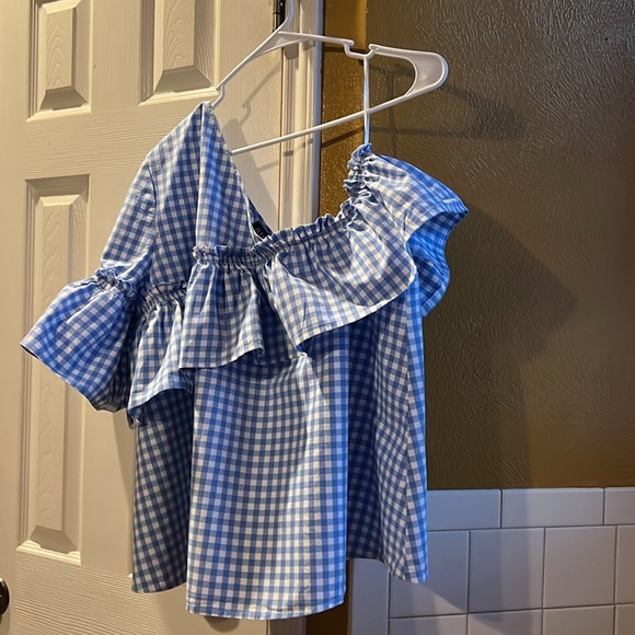 Ana blouse, size XXL. Blue and white gingham. - Picture 2 of 3